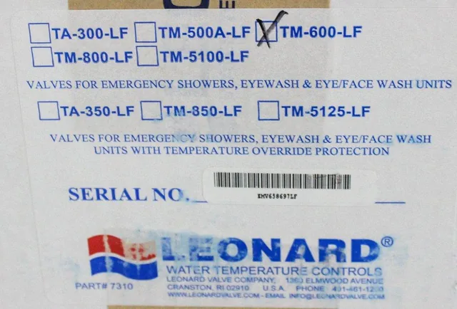 Leonard LF Single Drench Shower Valve TM-600-LF Thermostatic Mixing