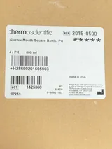 ThermoScientific 2015-0500 Narrow-Mouth Square Bottle PC 500 mL Pack of 4