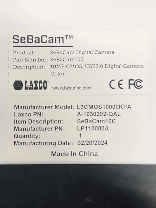 Laxco L3CMOS10000KPA Sebacam Digital USB Camera 10MP CMOS Color USB 3.0