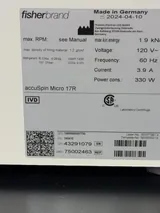 Thermo AccuSpin Micro 17R Laboratory Centrifuge 120V