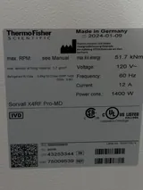 Thermo Fisher Scientific SORVALL X4RF PRO-MD Laboratory Centrifuge 120V