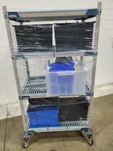 Metro Max Microbial Cart for Storage with Plastic Bins and 3 Shelves - Used