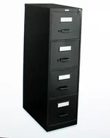 Uline H-1915BL Vertical File Cabinet 4 Drawer Black Steel Secure Storage
