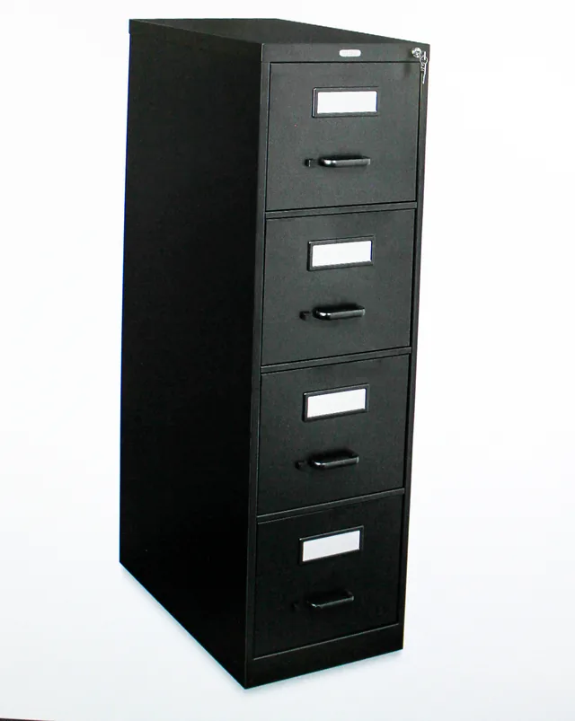 Uline H-1915BL Vertical File Cabinet 4 Drawer Black Steel Secure Storage