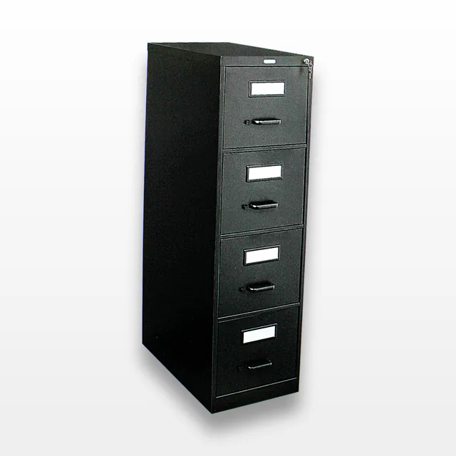 Uline H-1915BL Vertical File Cabinet 4 Drawer Black Steel Secure Storage