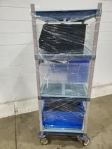 Metro Max Microbial Cart for Storage with Plastic Bins and 3 Shelves - Used