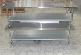 Uline H8965/ H-7489 Stainless Steel Work Tables and Cart with Casters