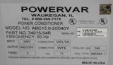 Powervar ABC15.0-20D40Y Power Conditioner 15kVA 3-Phase