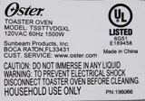 Oster TSSTTVDGXL Toaster Oven 120V 60Hz - VG Condition, Includes Power Cord