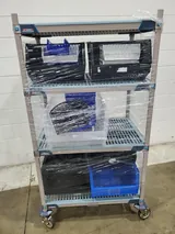 Metro Max Microbial Cart for Storage with Plastic Bins and 3 Shelves - Used