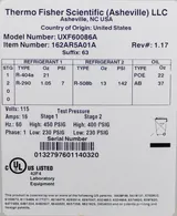 Thermo Revco UxF60086A Ultra Low Freezer Upright -86C 28.8 cu ft 115V USB Alarms