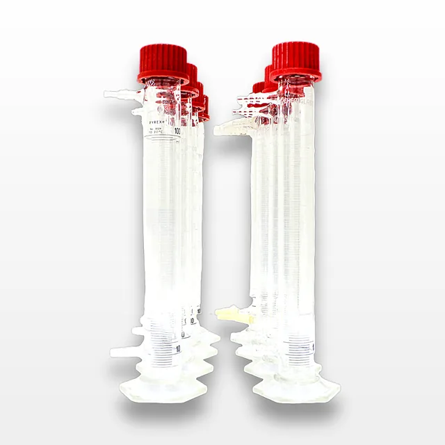 Chemglass 3024 Set of 8 Graduated Cylinders 100mL w/ GL32 Cap