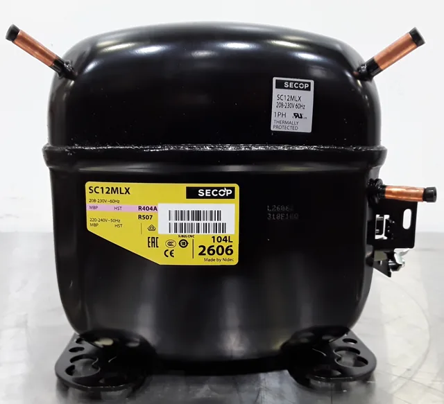 Secop SC12MLX Recip Compressor, R404/R507, 120V/220V, 50Hz/60Hz