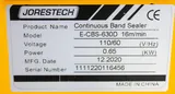 JORESTECH E-CBS-630D Continuous Band Sealer, Digital Temperature Control