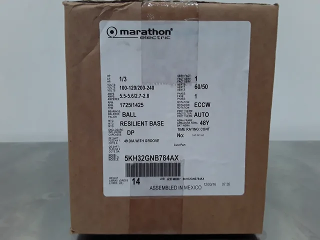 Marathon Electric Motor 5KH32GNB784AX 1/3 HP 1725 RPM Industrial Motor