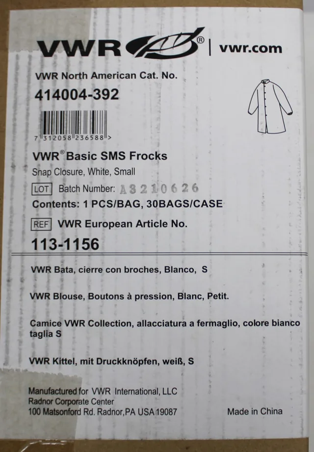 VWR Basic Frocks 113-1156 SMS Protection Anti-Splash Barrier