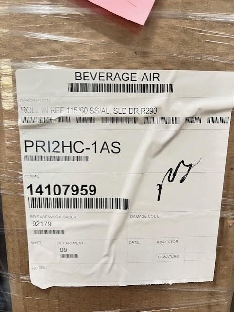 Beverage-Air PRI2HC-1AS Roll-In Refrigerator 70.84 cu ft R290 Refrigerant N
