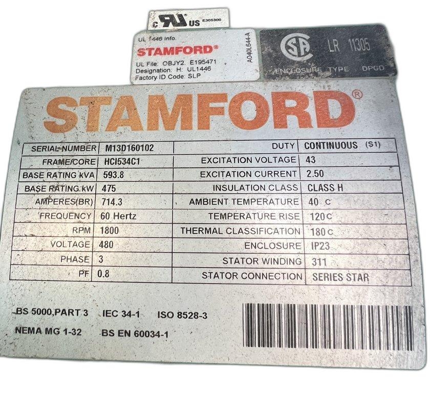 Cummins DFEH-A045X397 400kW Diesel Generator Reliable Stamford Alternator