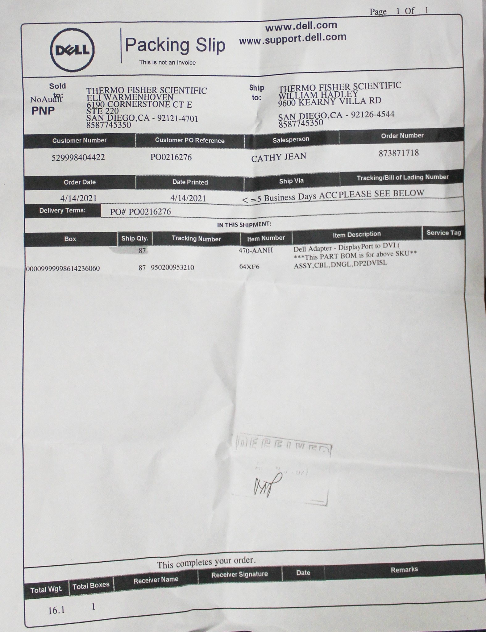 Dell DP/N064XF6 Video Converter DisplayPort to DVI 1920x1200 Resolution