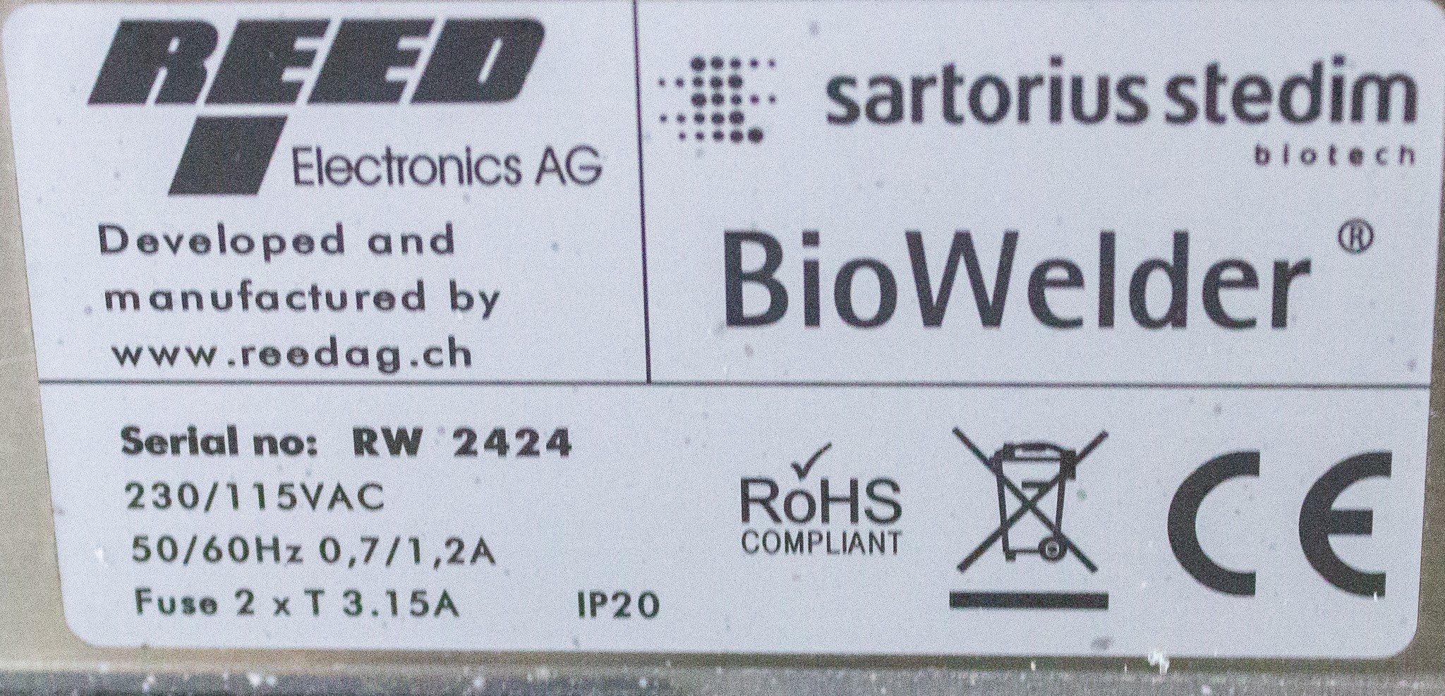 Sartorius BioWelder Tube Welder fully automated aseptic connection 3/4in