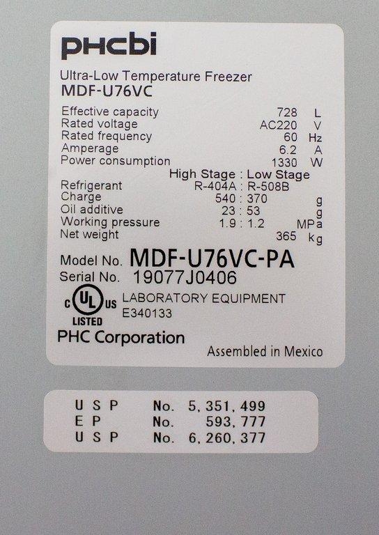 phcbi MDF-U76VC Ultra Low Freezer -80C Cold Storage, 600L, VG Condition