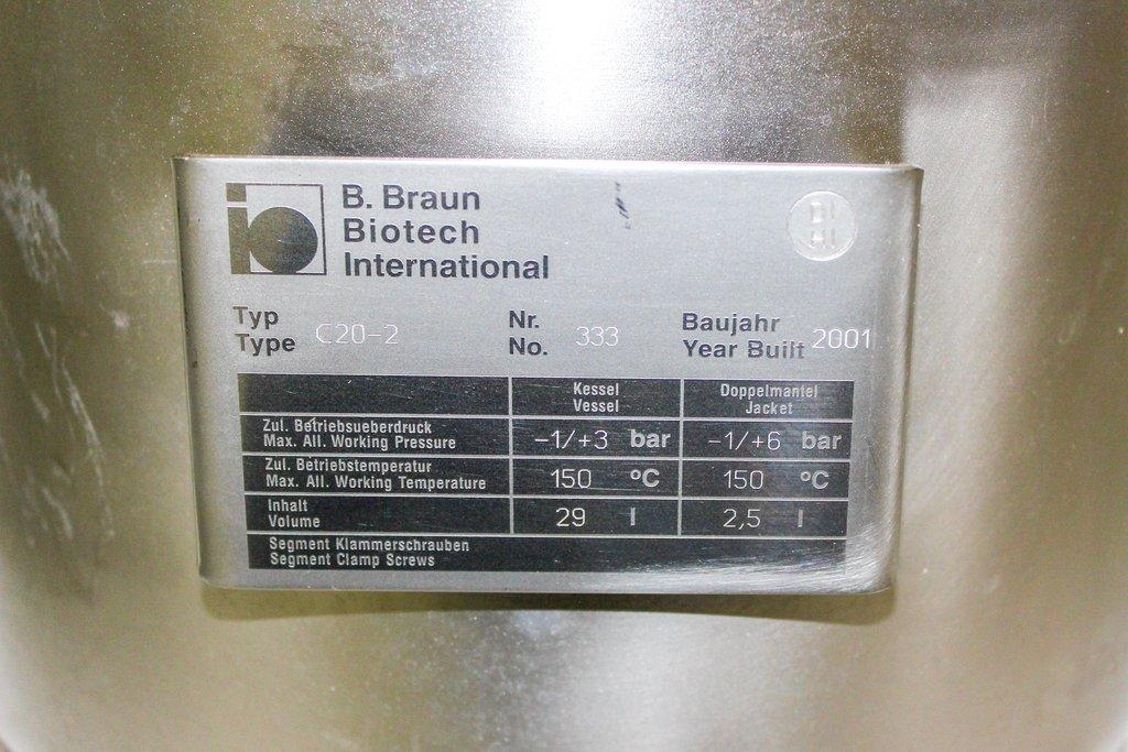 B. Braun Biotech C20-2 Biostat Cplus Fermenter/Bioreactor 20L SS Vessel