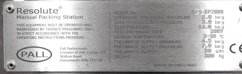 Pall Resolute Manual Slurry Packer SK-4770 Chromatography Station Mobile