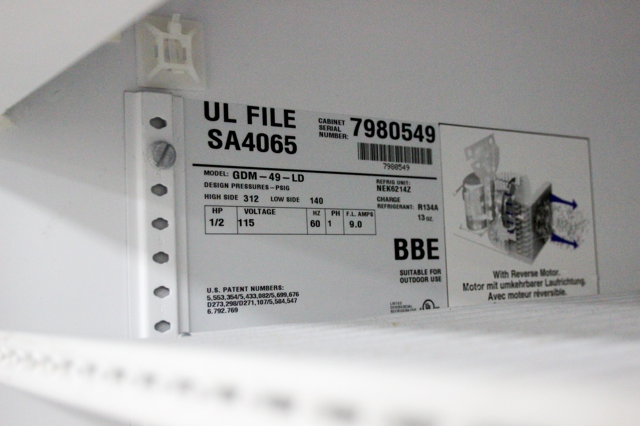 True GDM-49-LD Refrigerator Merchandiser Dual Swing Doors LED Display 38F