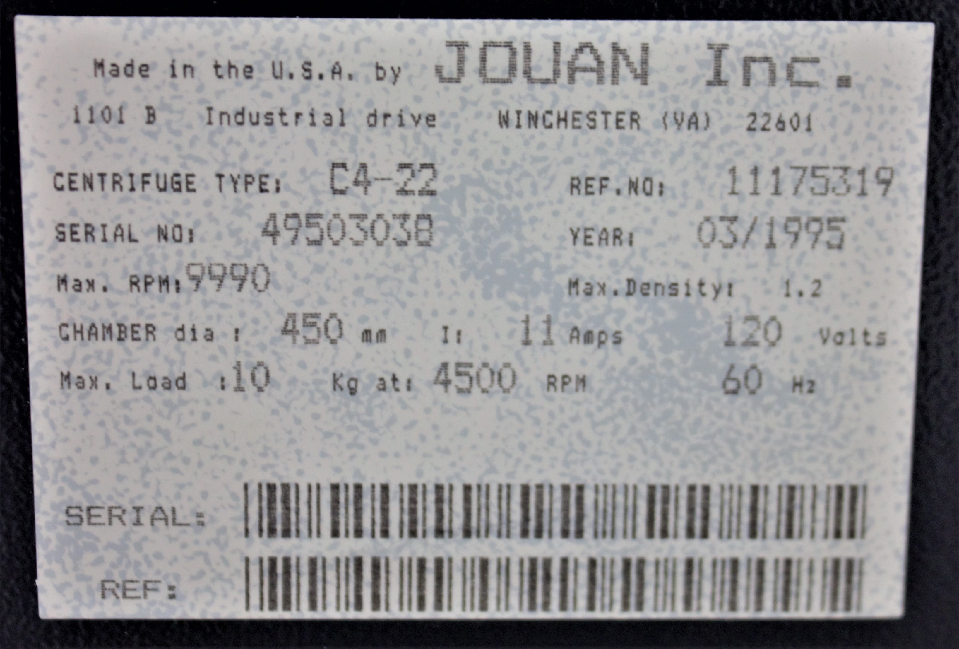 Jouan C4-22 Benchtop Centrifuge 7500RPM 4x750ml Temp Control Precision Use