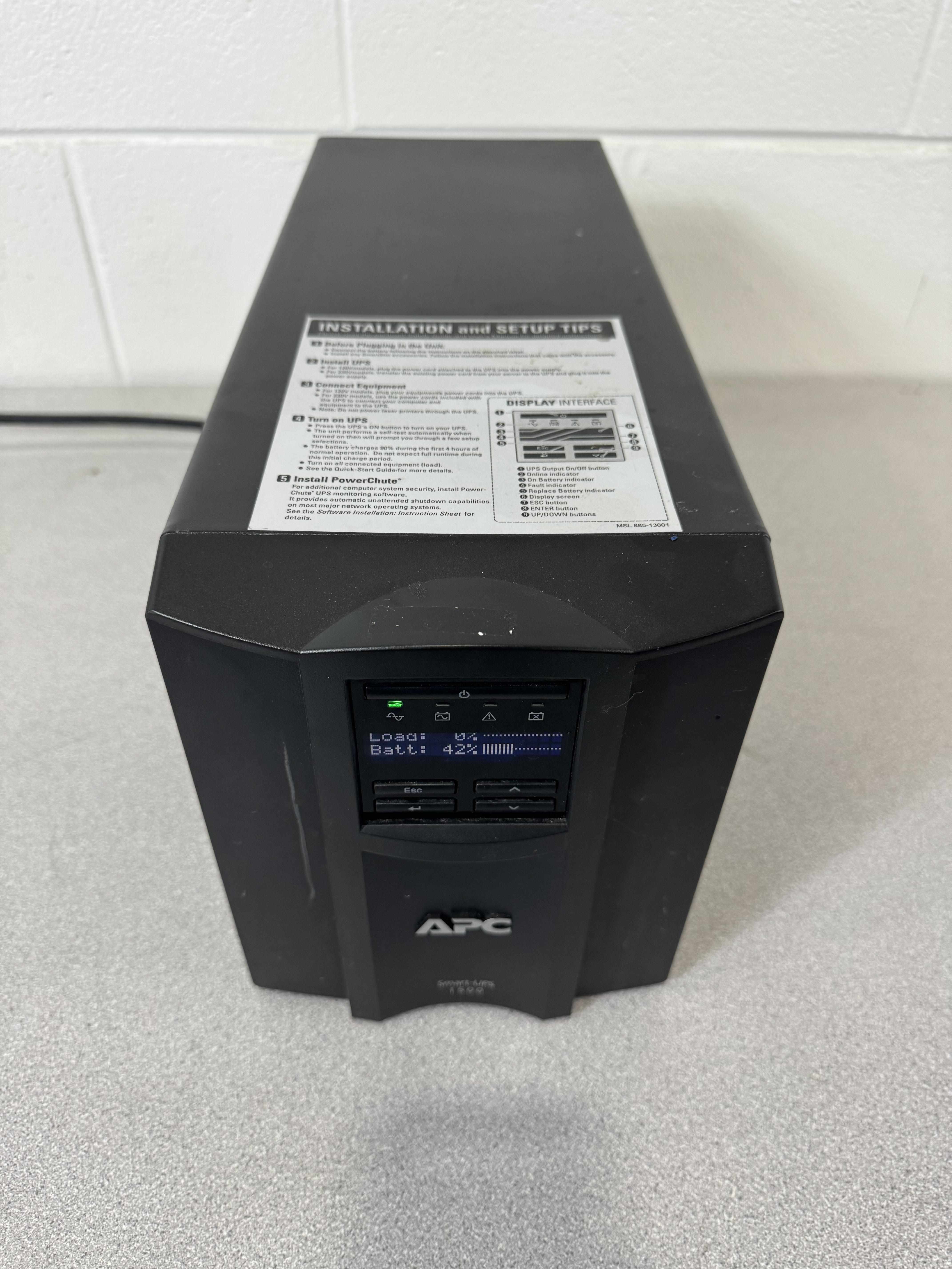 APC SMC1500 Smart UPS Power Supply - UPS 1500VA 900W 120V LCD 8 Outlets Sinewave