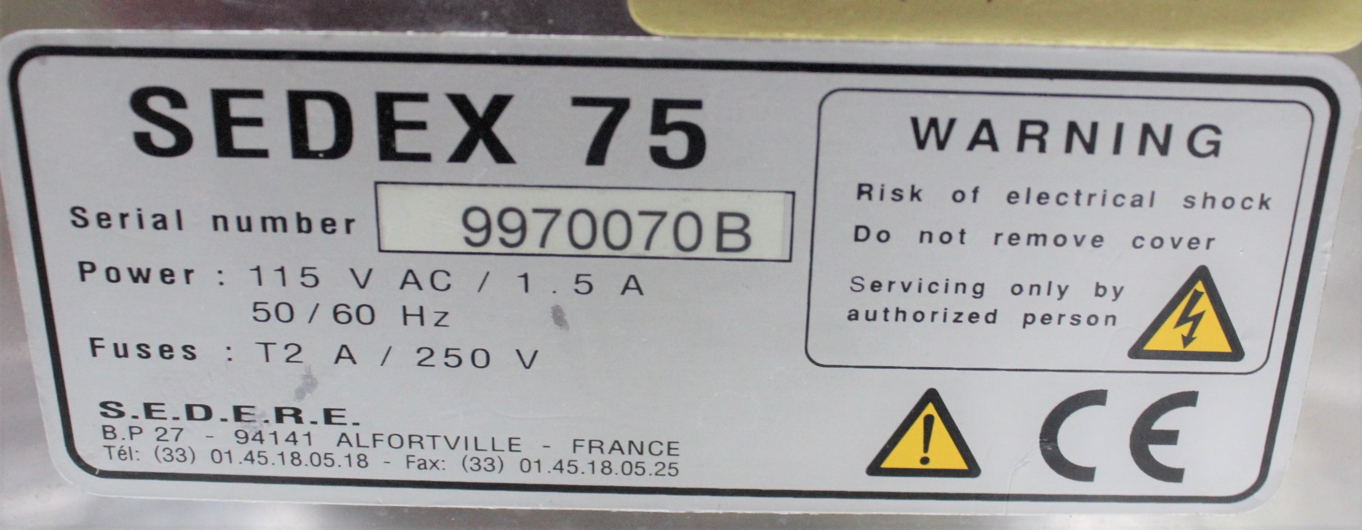 SEDERE SEDEX 75 Evaporative Detector for HPLC SFC CCC Temp Range 100C
