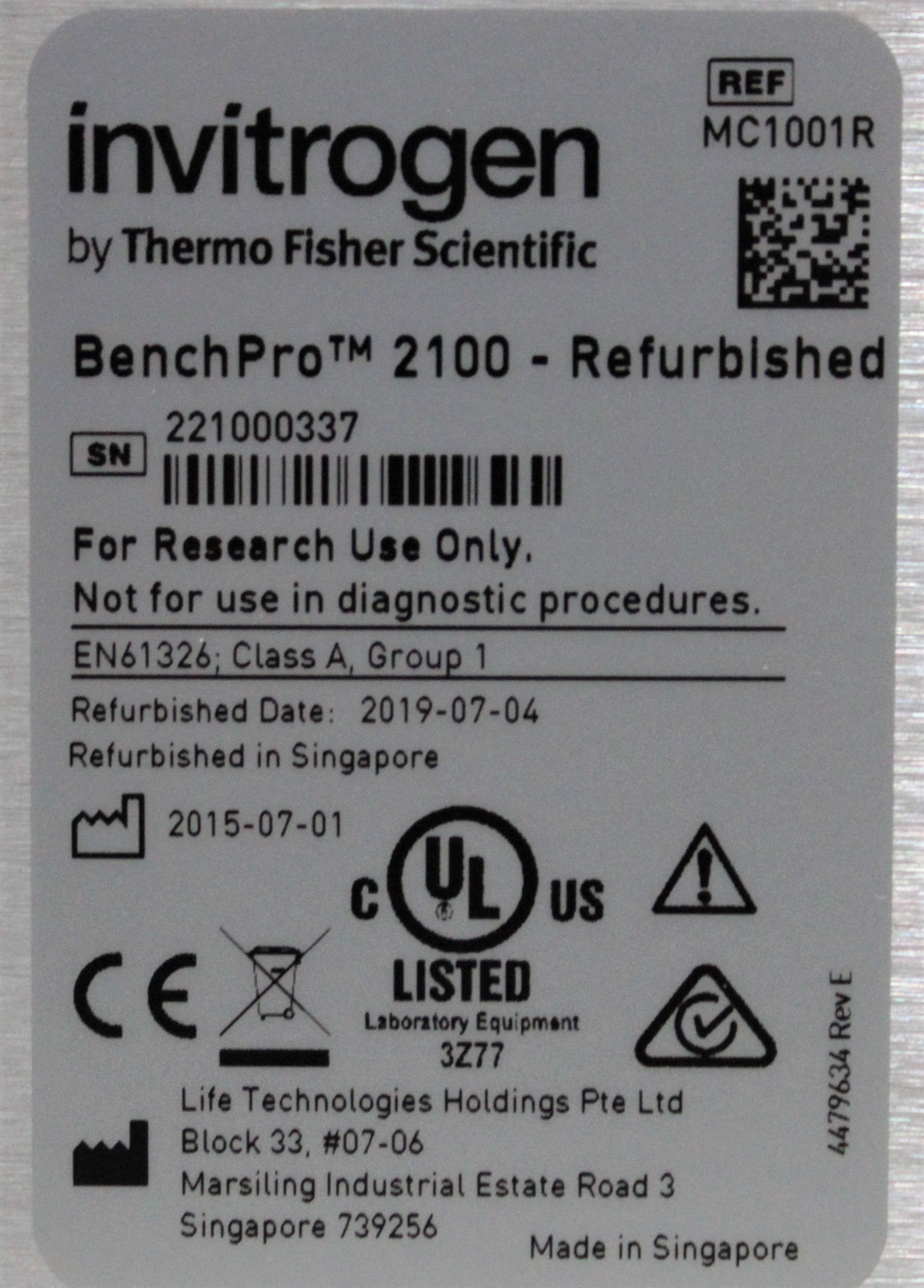 Invitrogen MC1001R BenchPro 2100 DNA Purification System High Yield