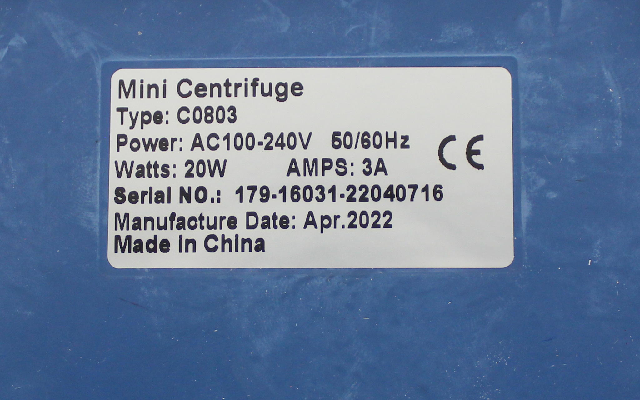 VWR C0803 Mini Centrifuge Microtube Quick Release 7500 RPM 3200 RCF 120V