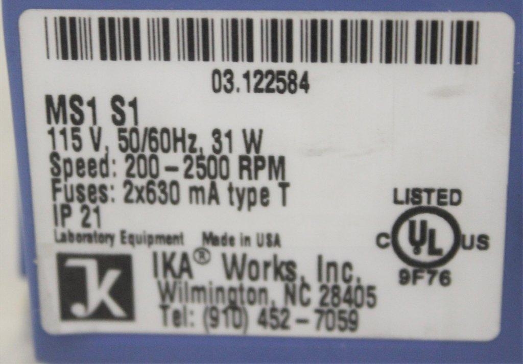 IKA MS1 S1 Vortex Shaker Continuous Operation Speed Control 2500 RPM