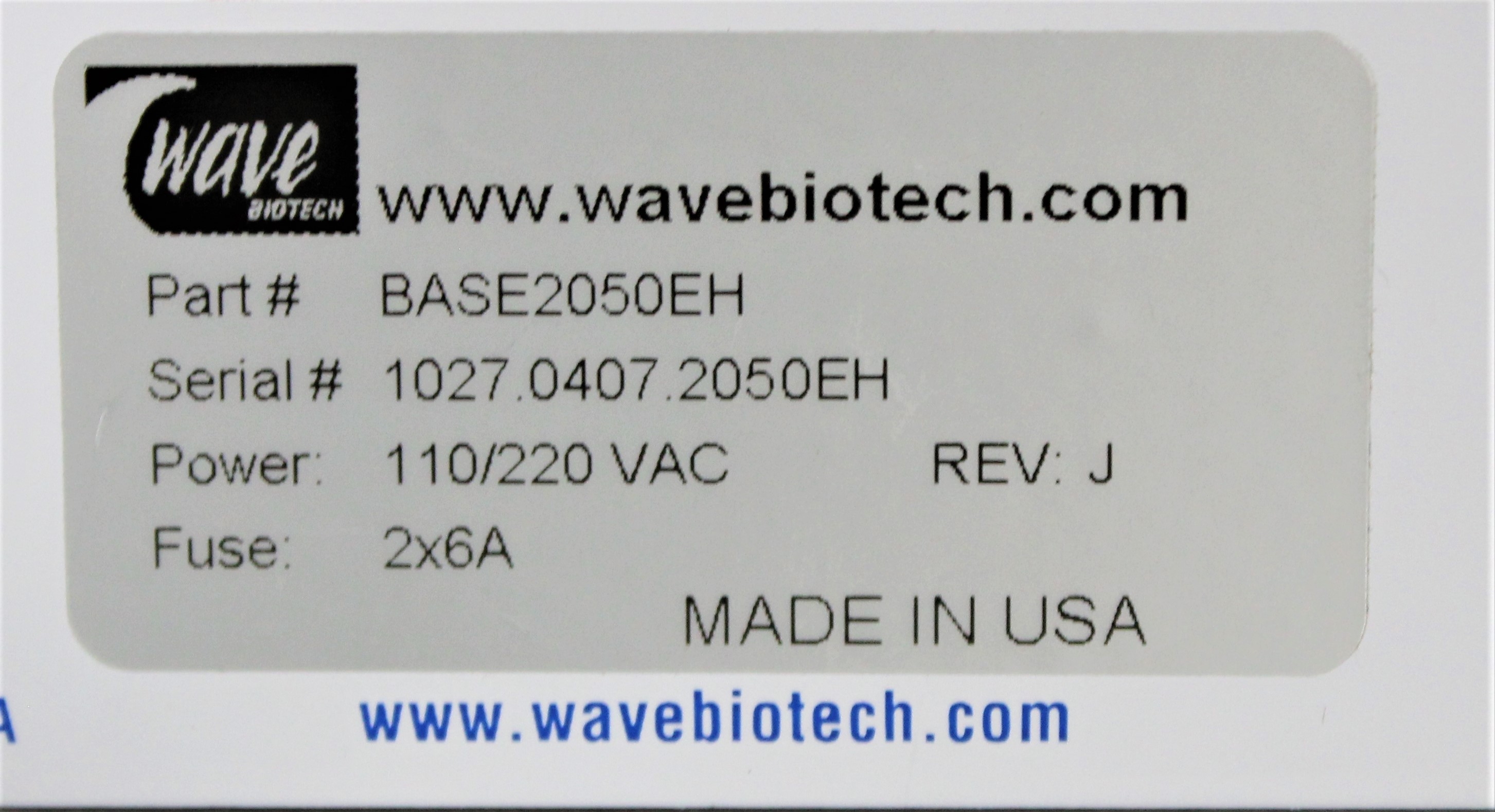 Wave Base2050EH Bioreactor Flexible CHO Cell Culture 50L Capacity USA