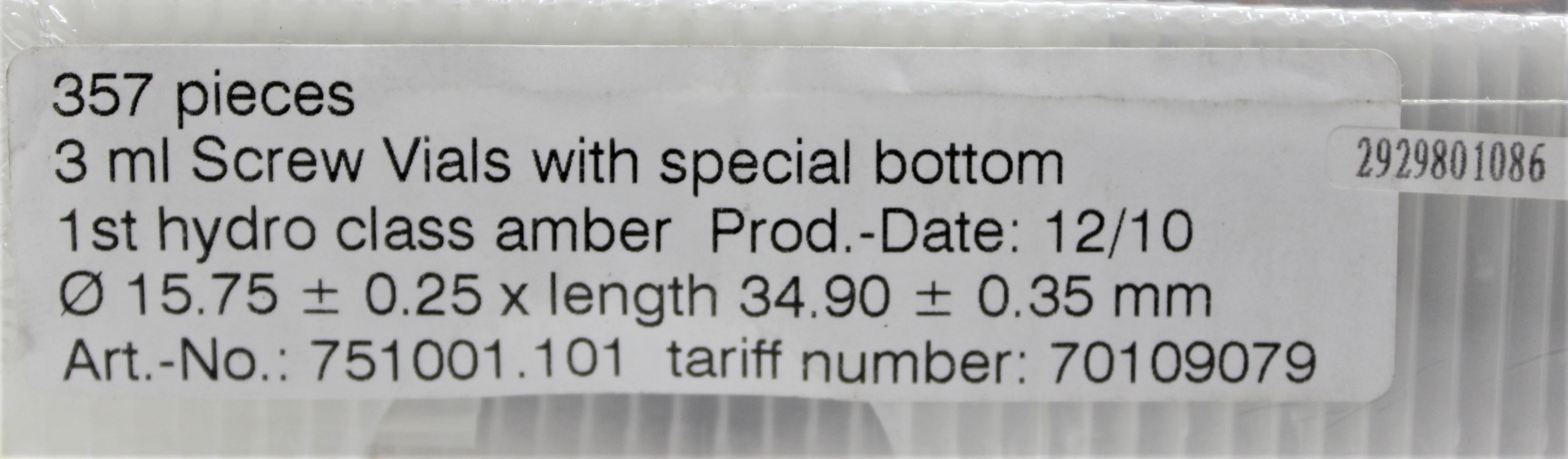 Unknown 3 mL Amber Screw Vials Chemistry Reaction Accessory 357 Pieces