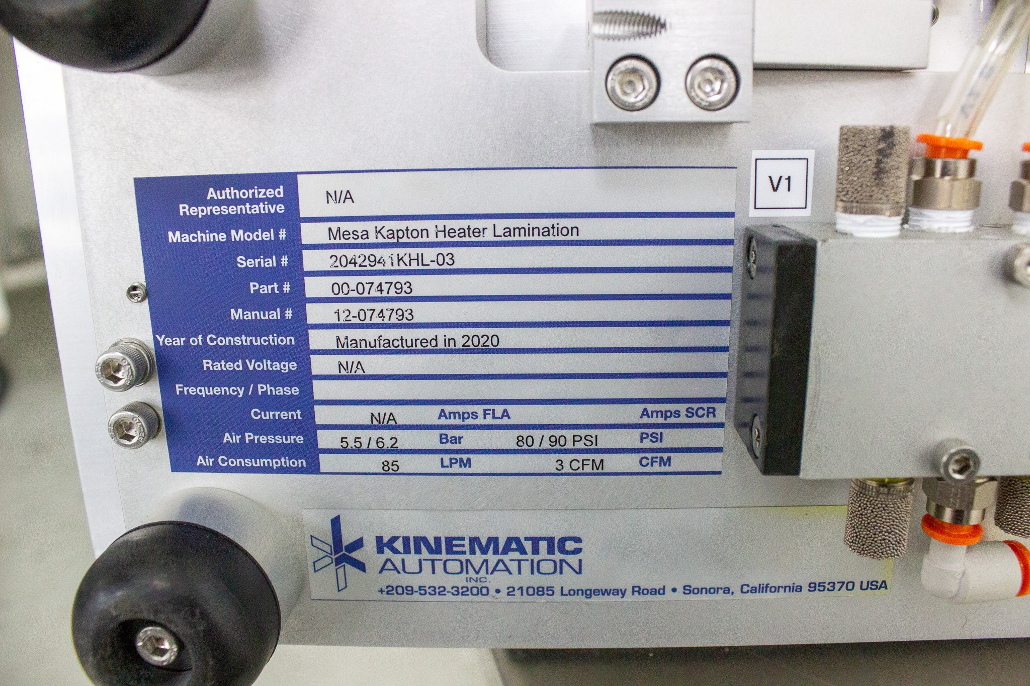 Kinematic Automation Mesa Kapton Heater Lamination Equipment Functional Used