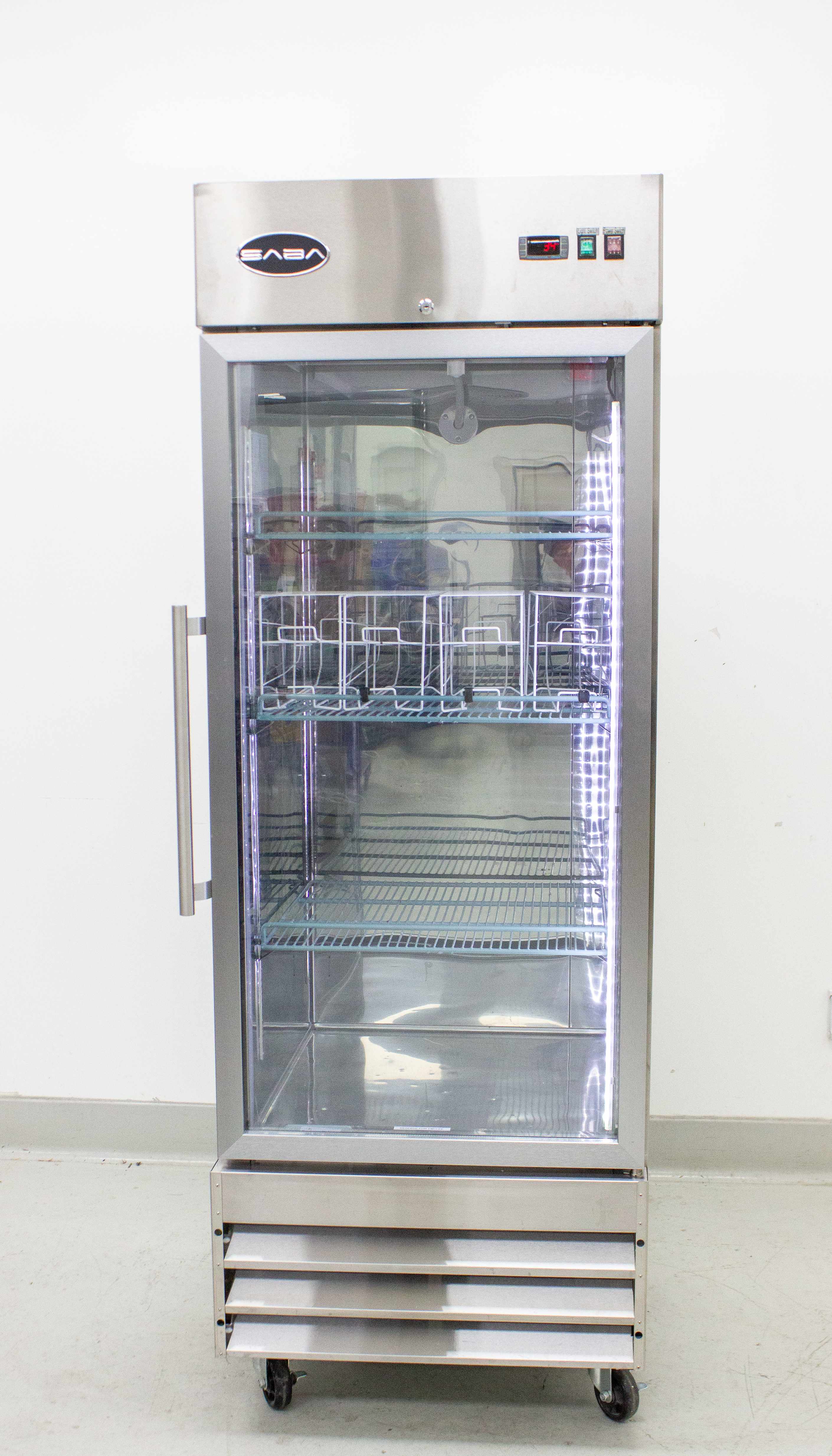SABA S-23RG Refrigerator Reach-In 23 Cu Ft Glass Door Cold Storage