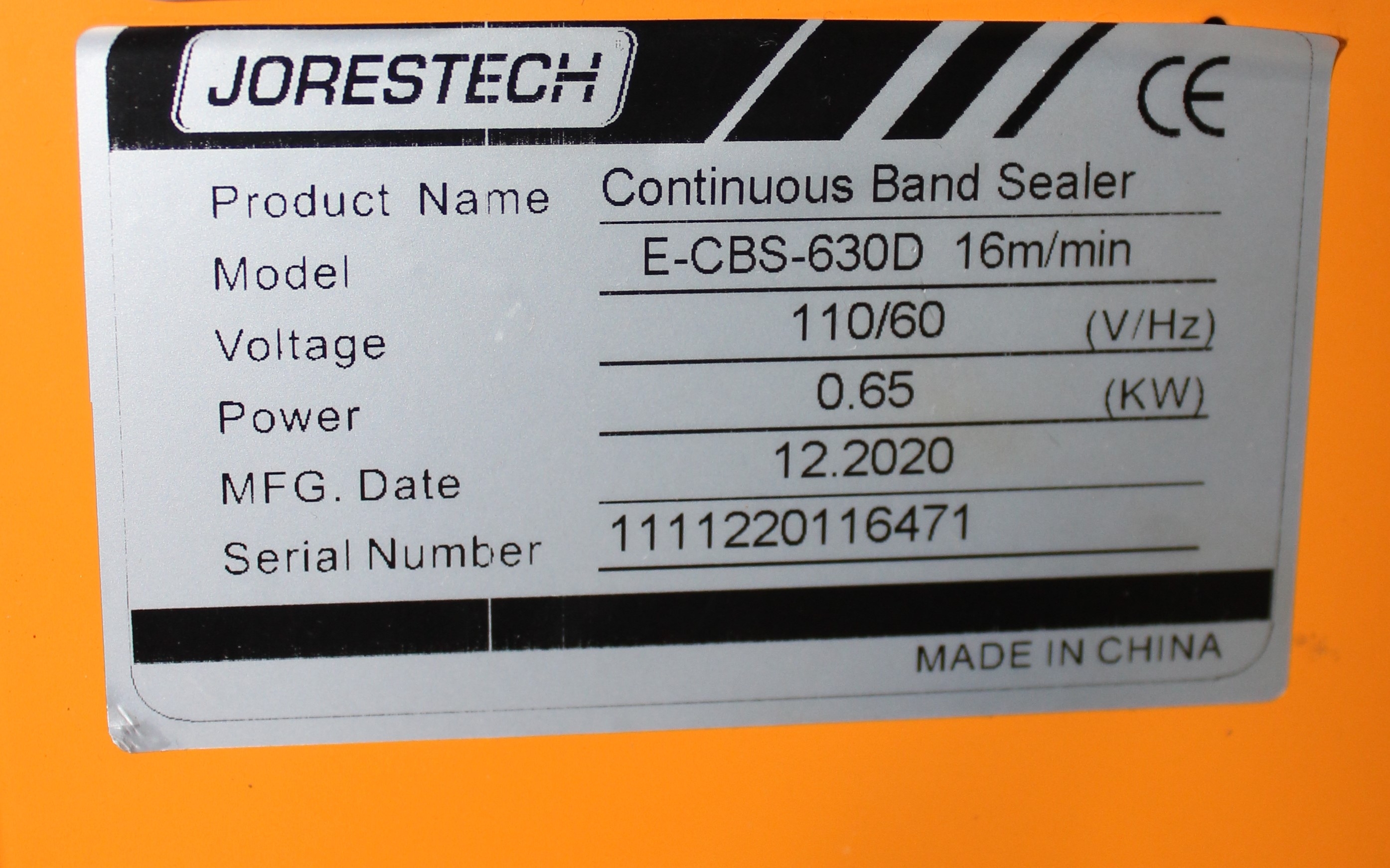 JORESTECH E-CBS-630D Continuous Band Sealer 120V Digital Temp Control