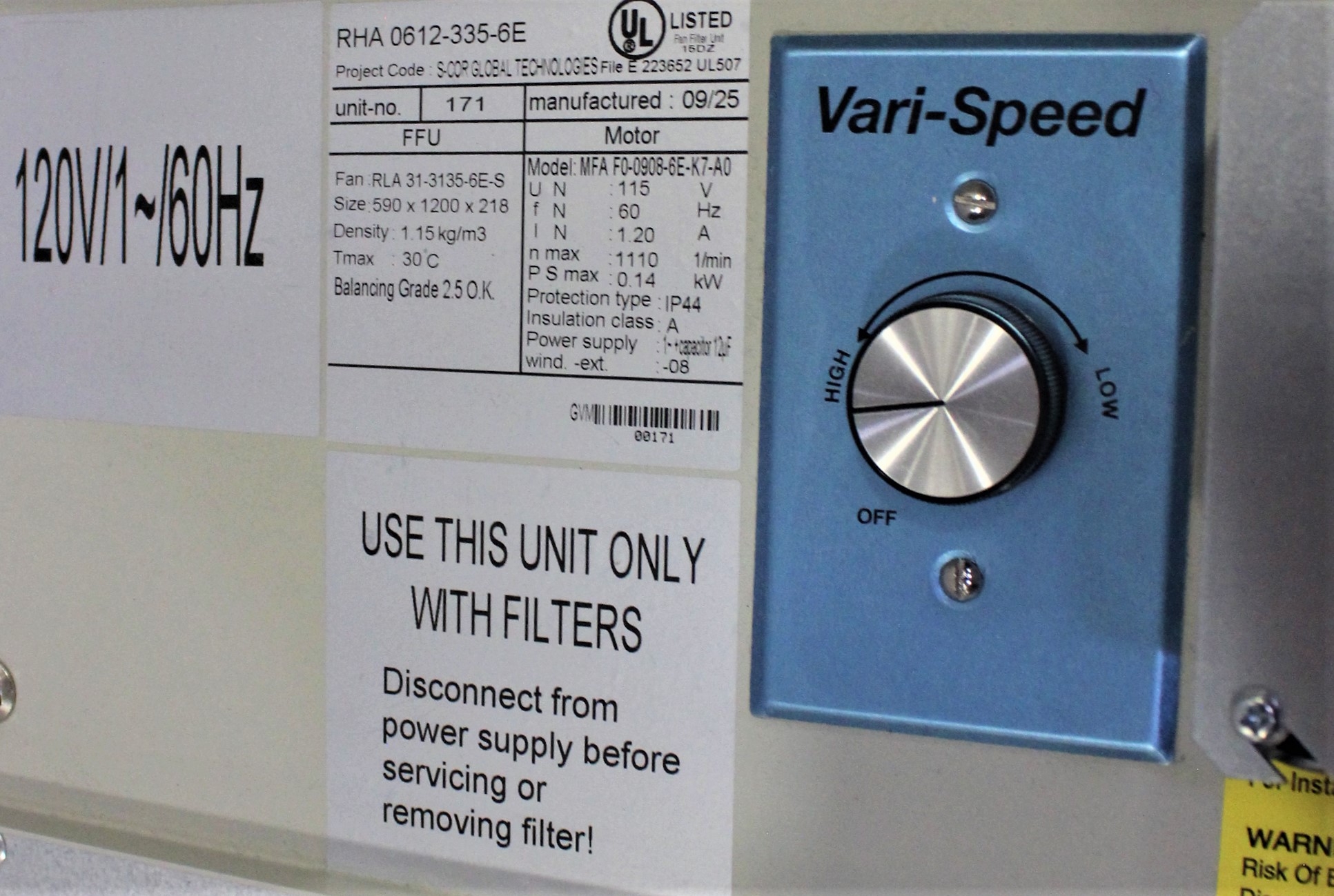 Gebhardt GBH-0612-335-6E Clean Room Motor Impeller 120V 60Hz VG Condition