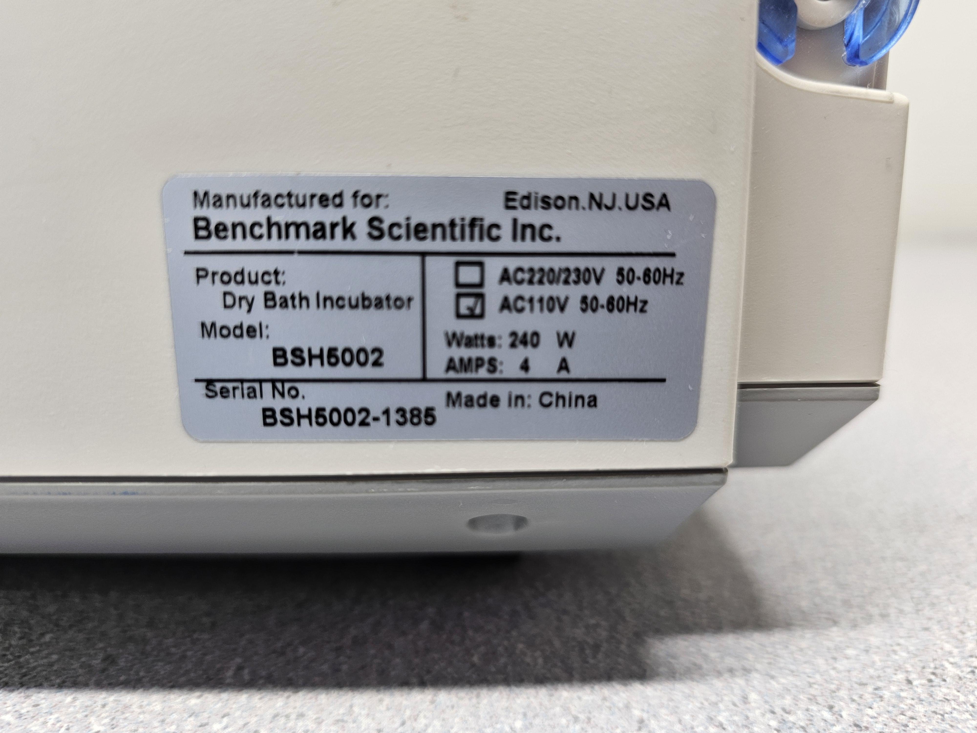 Benchmark Scientific BSH5002 Dry Bath Incubator Block Heater Temp Control