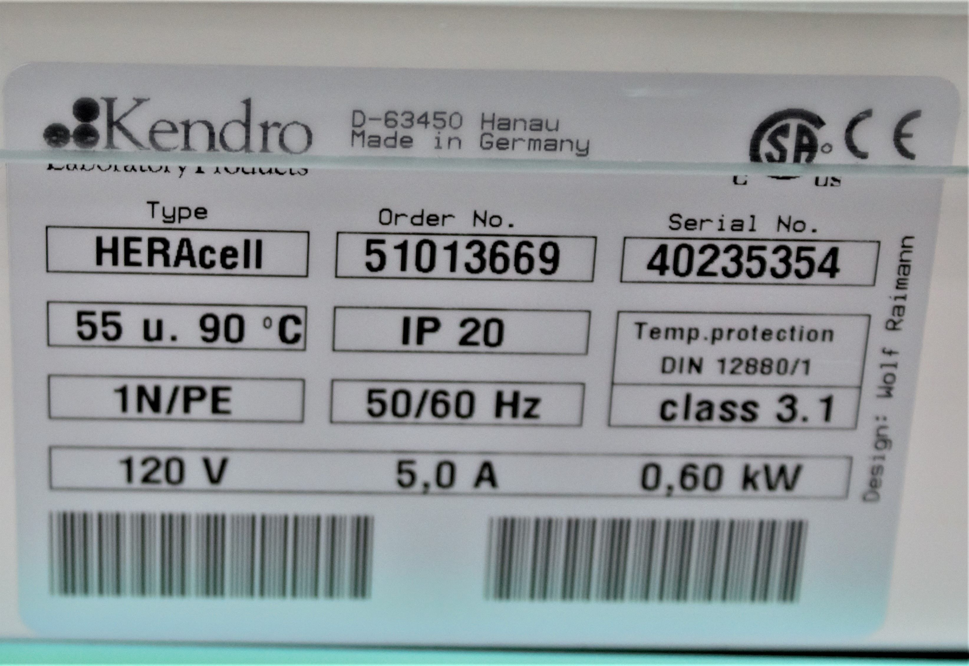 Kendro HERAcell Incubator CO2 Temp 3C-55C Cap 5.4 Cu Ft Copper Chamber