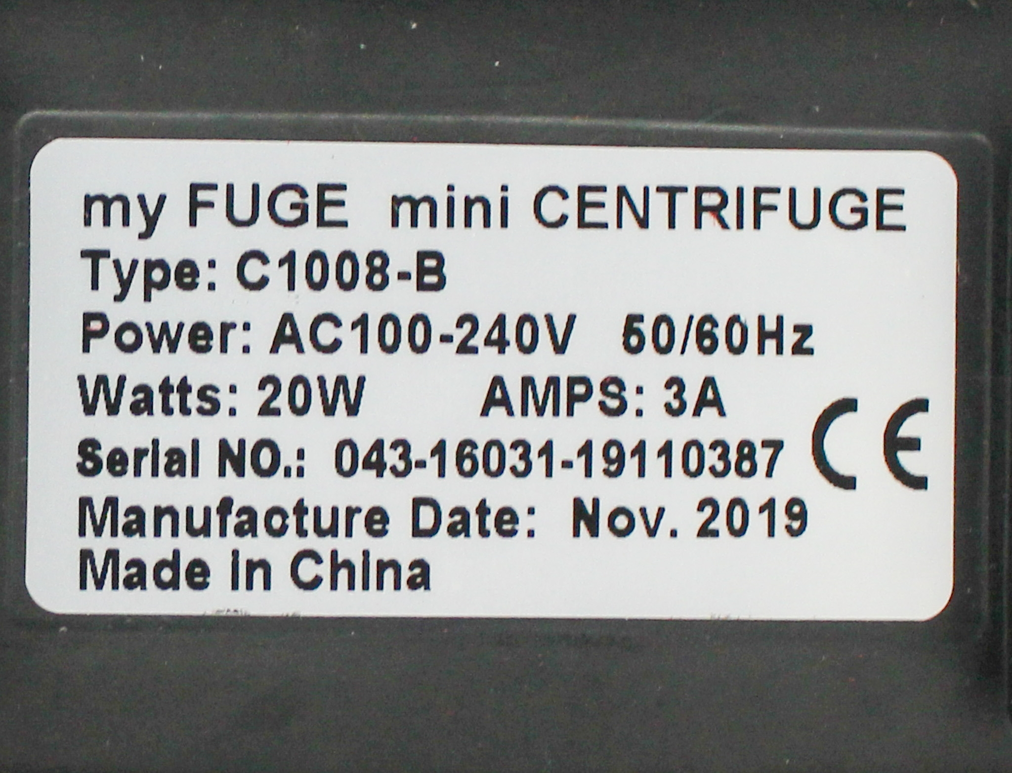 Benchmark C1008-B Microcentrifuge 6000 RPM Personal Use Compact Design