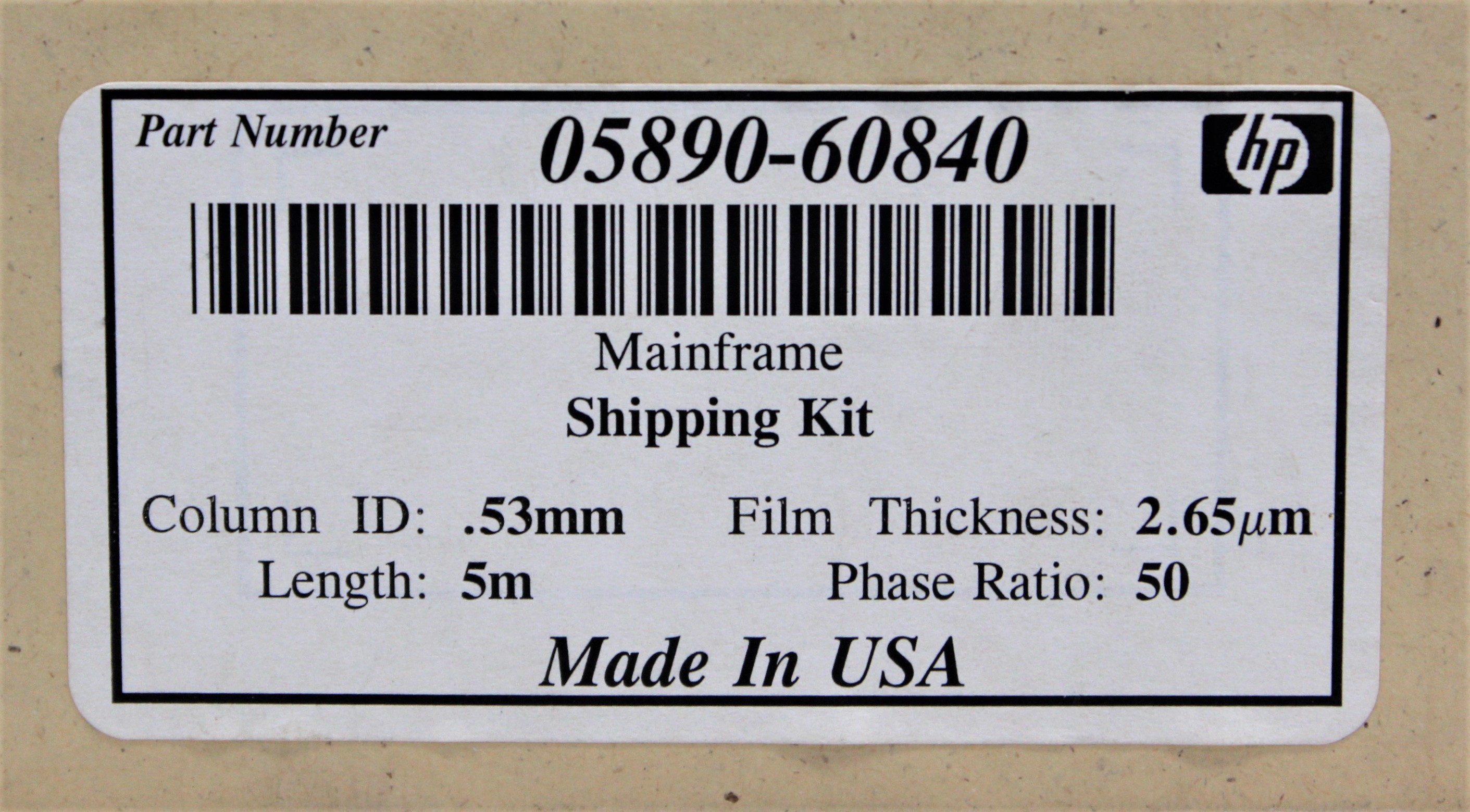 HP 530u Column Instrument Test -60 to 300C Methyl Silicone Gum