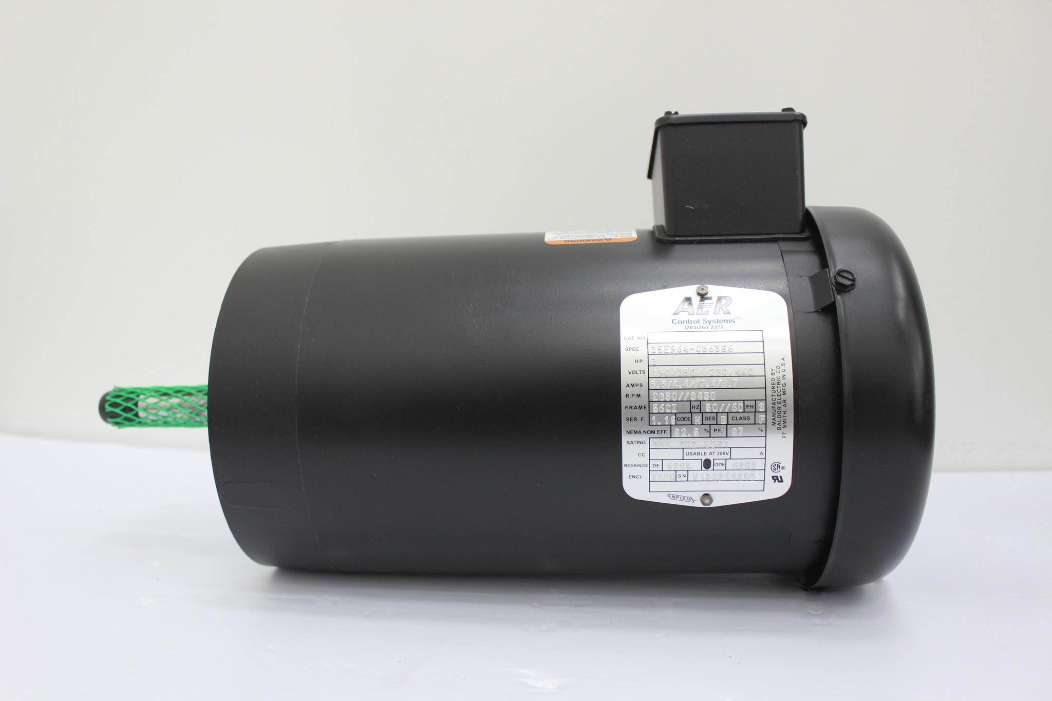 Baldor 35E964-0863G6 3HP Motor 2850 RPM For Control Systems, Frame 56CZ