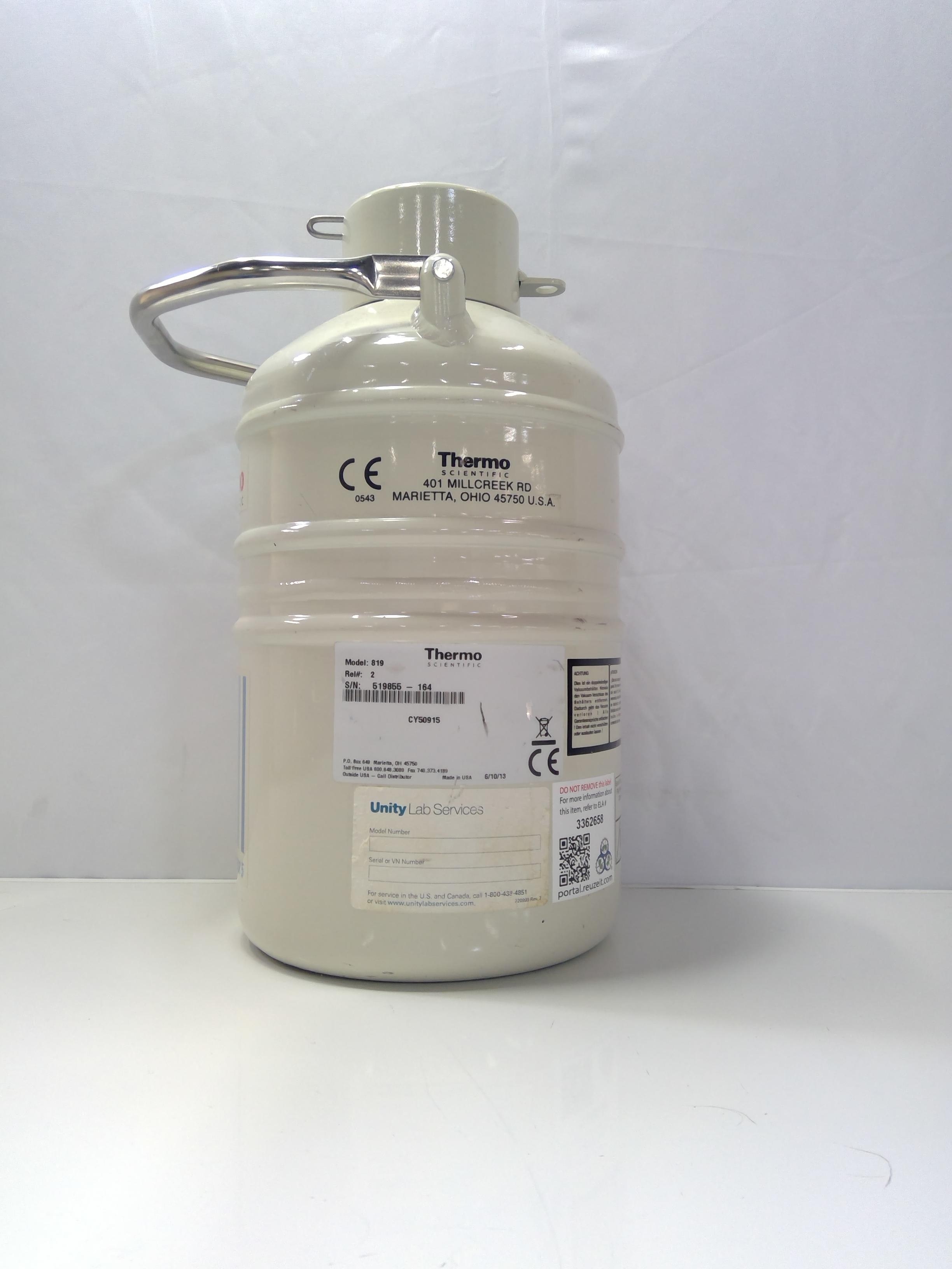 Thermo 819 Dewar / Cryotank 4.3L, Lightweight, Secure Biological Transport