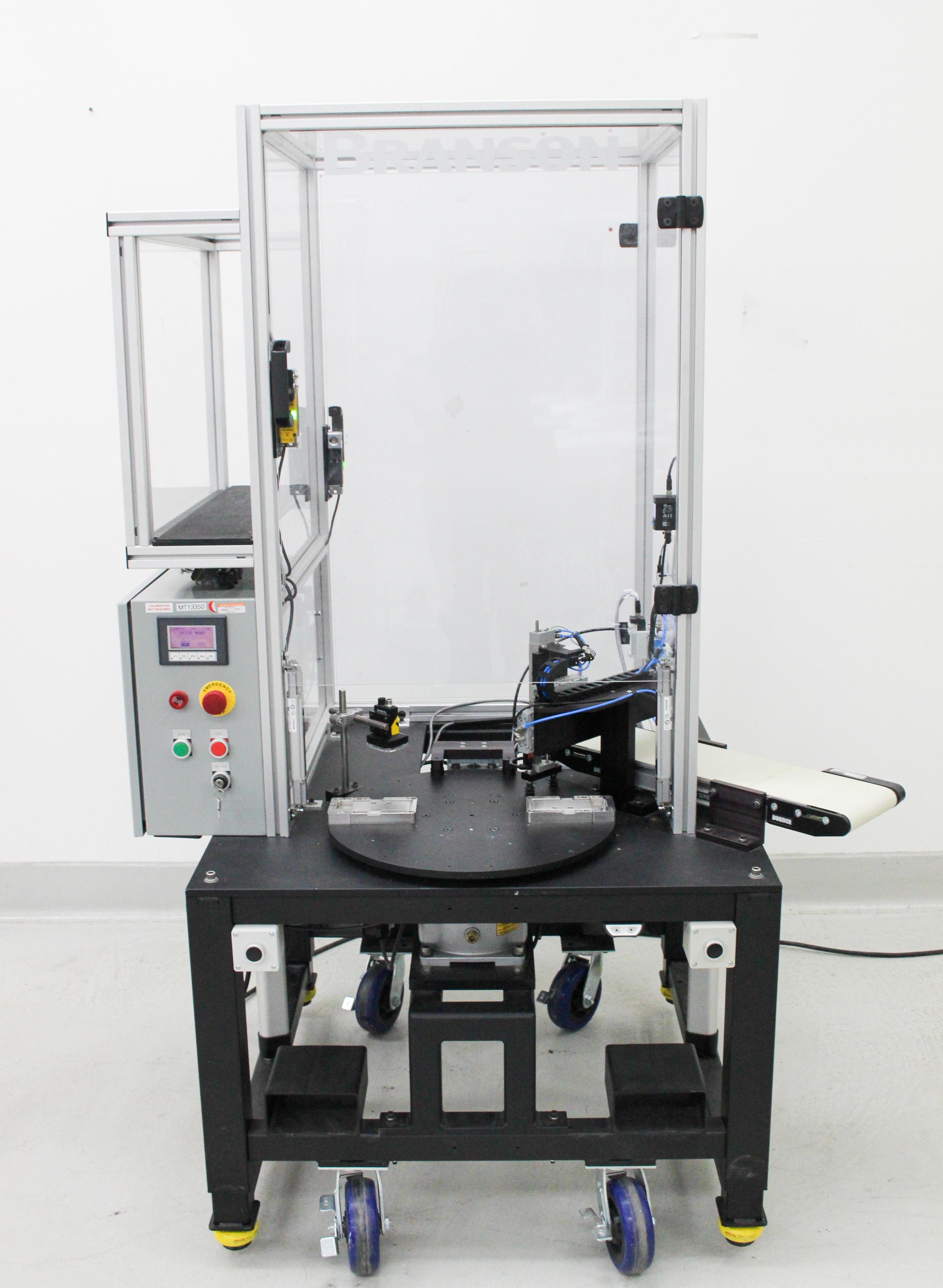 Branson 109-801-1466 Ultrasonic Welder Custom Housing with Conveyor Belt