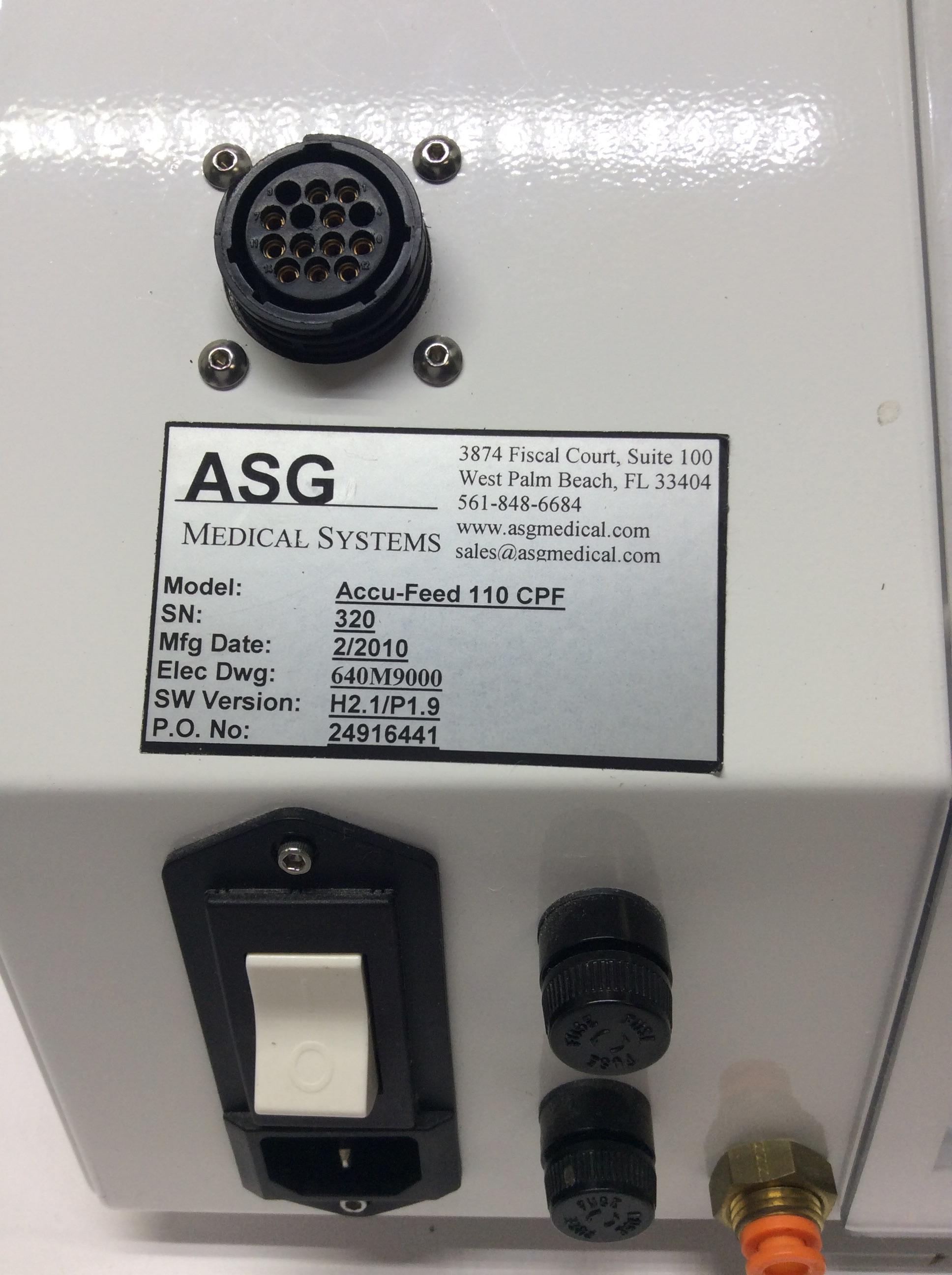 ASG Medical Systems Accu-Feed 110 CPF Automated Tube & Wire Feeder