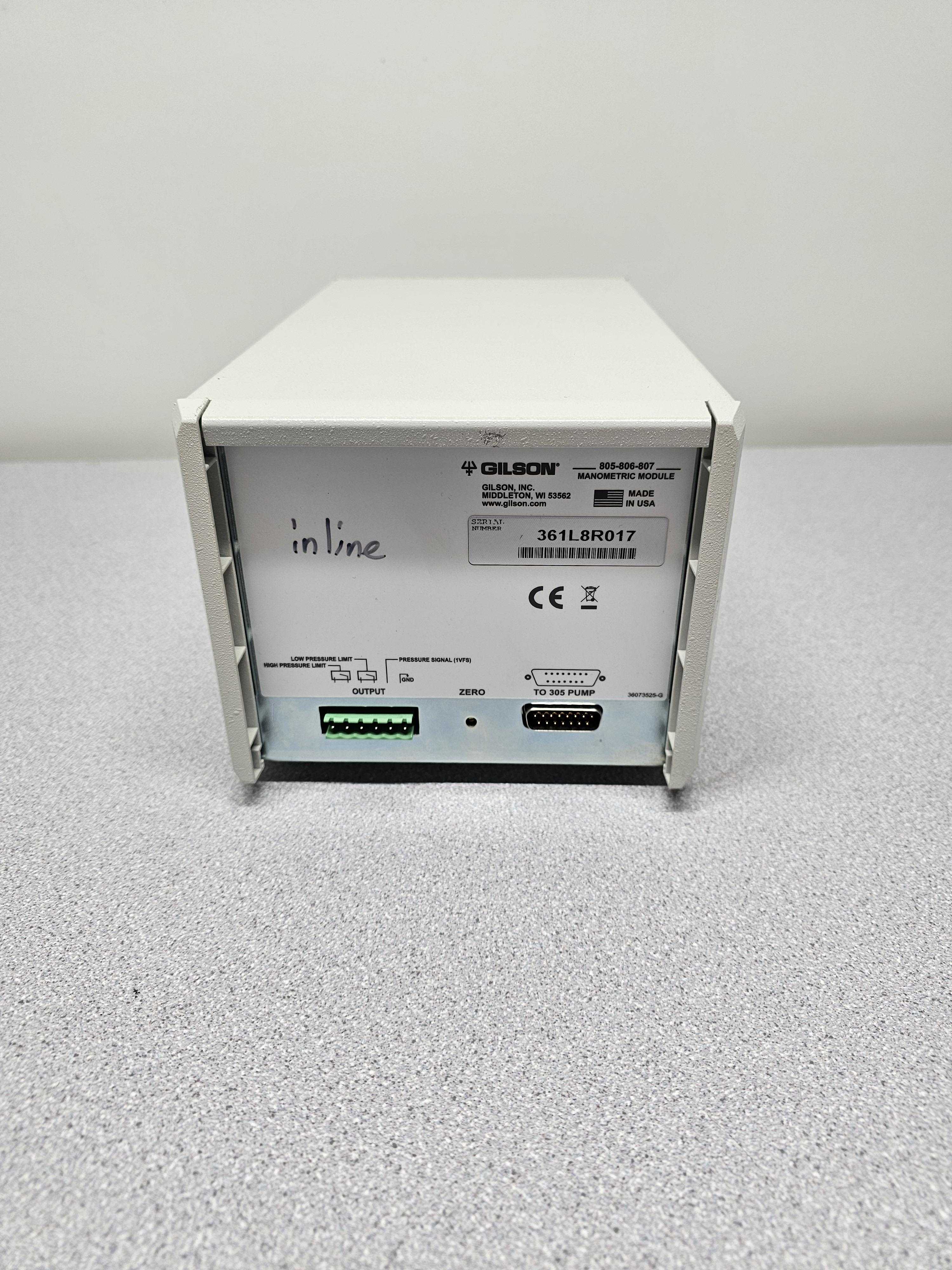 Gilson 806 Manometric Module HPLC Prep Liquid Chromatography Unit