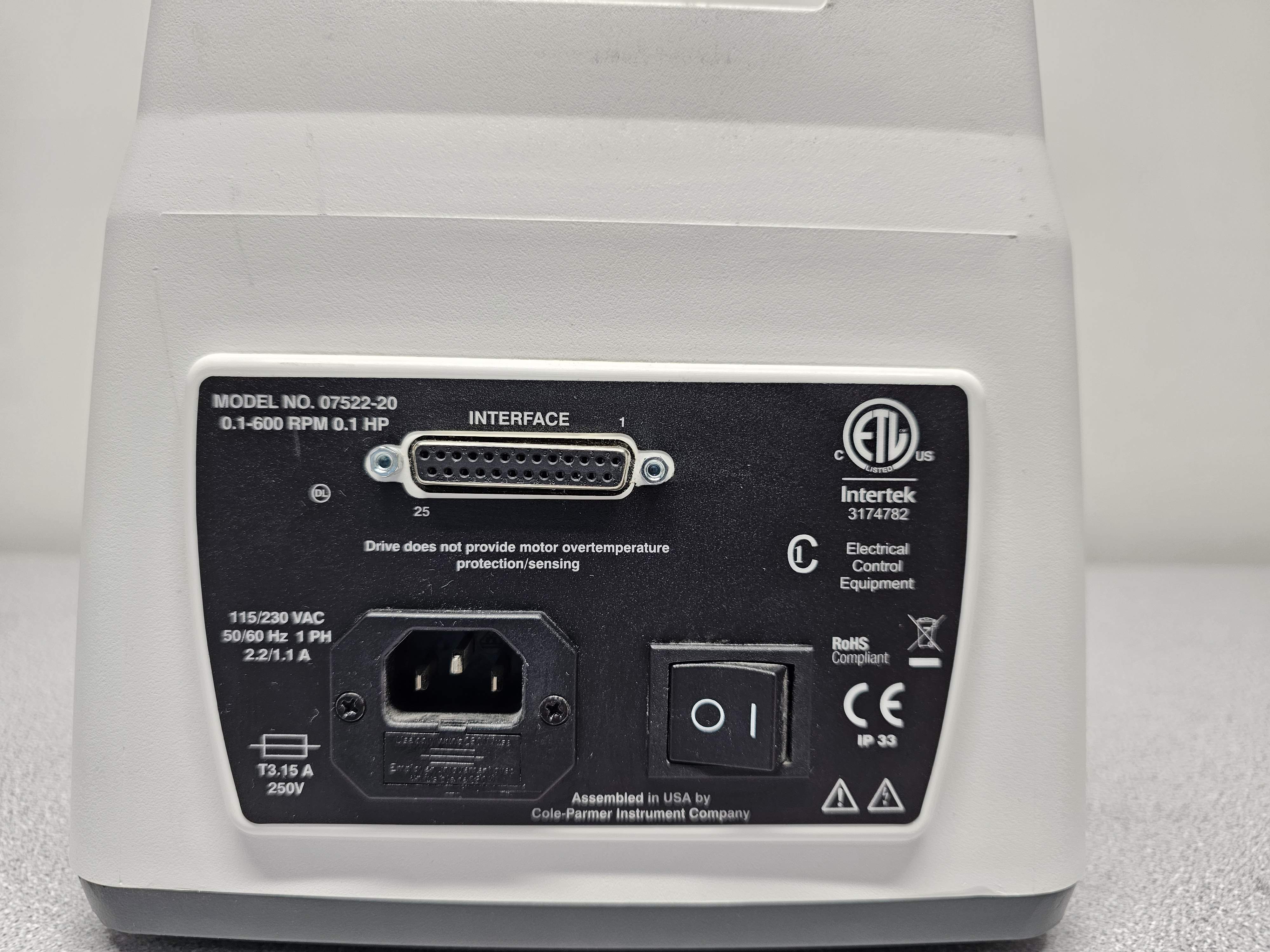 Cole Parmer Model 075022-20 Peristaltic Pump Easy Load II Head 2900mL/min Flow